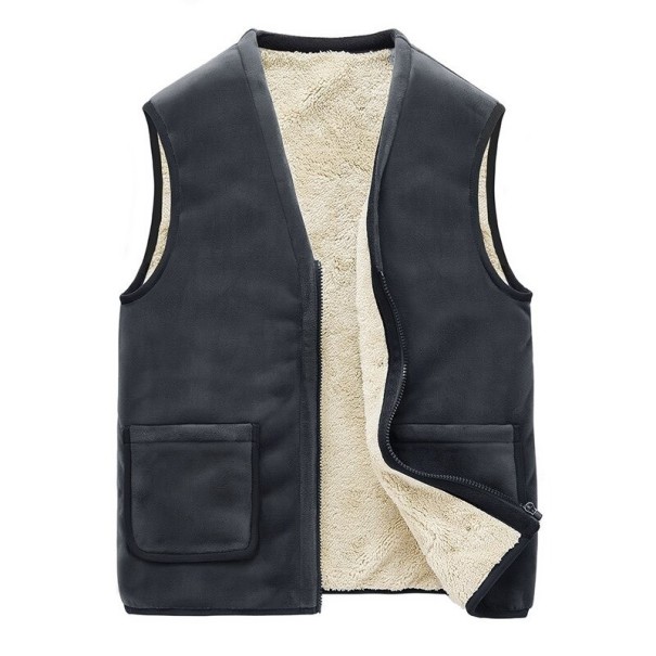 Gilet pour homme avec fourrure F1210 gris foncé XXL