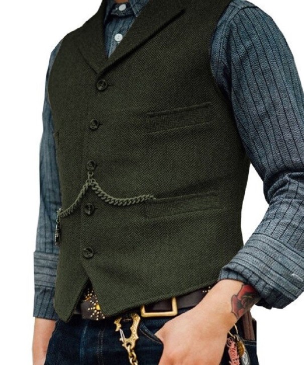 Gilet pour hommes avec poches F309 vert armée XXL