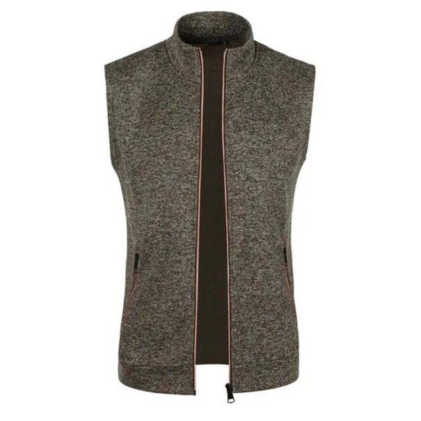 Gilet sportivo da uomo con zip e tasche in poliestere senza maniche per escursionismo, attività all'aperto e uso quotidiano marrone L