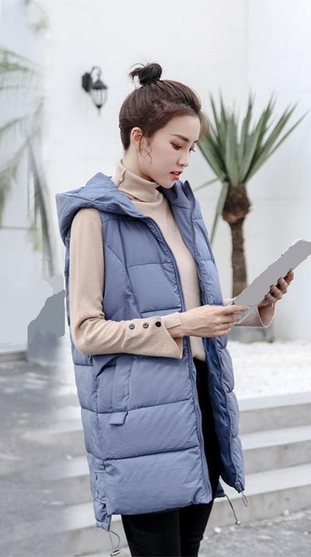 Gilet trapuntato da donna P1566 blu XL