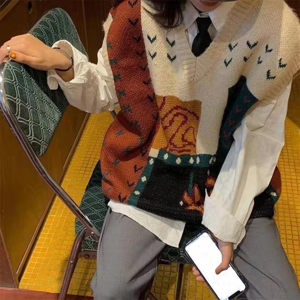 Gilet tricoté pour femmes P2401 crème M