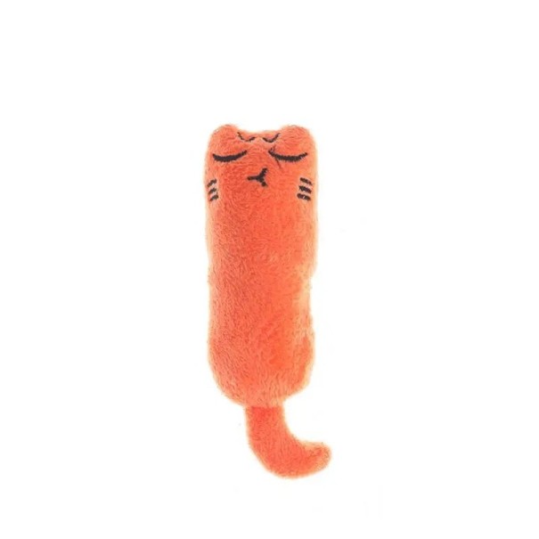 Giocattolo di peluche per gatti per limare denti e artigli Giocattolo da mordere Giocattolo interattivo di peluche per gatti arancione
