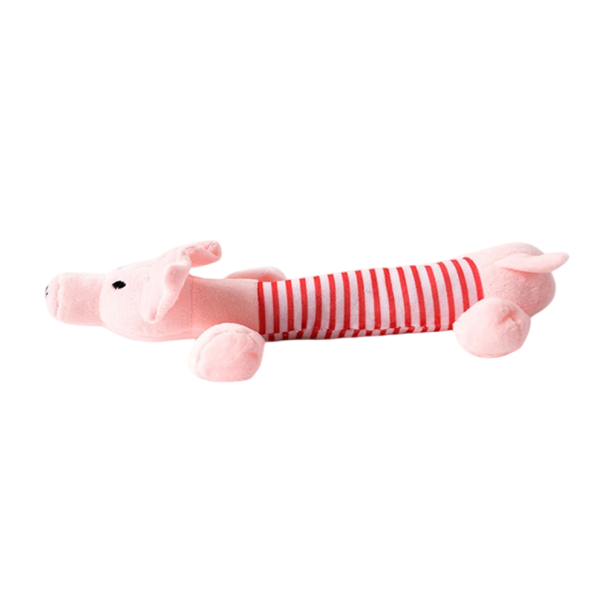 Giocattolo di peluche squeaker per cani 25 cm Maiale senza imbottitura Giocattolo interattivo resistente Giocattolo squeaker e frusciante da mordere 1