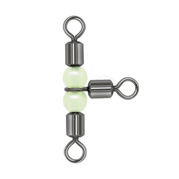 Girella tripla da pesca fluorescente 18 mm 8 kg 30 pz Girella tripla rigida a forma di T Connettore girevole per montaggi Girella resistente per la pesca di giorno e di notte 1