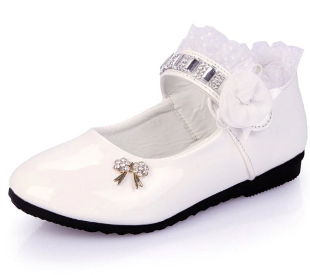 Girls' Ballerinas with Rose white 24