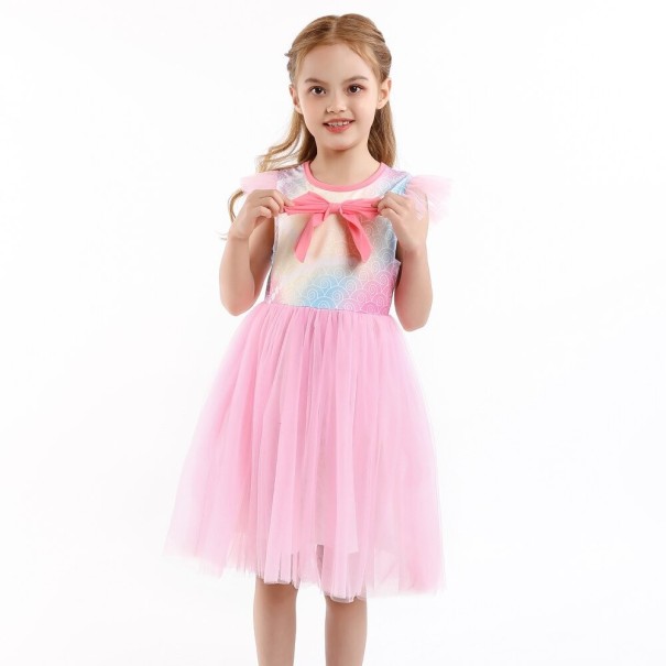 Girls' Dress with Tulle Skirt N90 pink 6