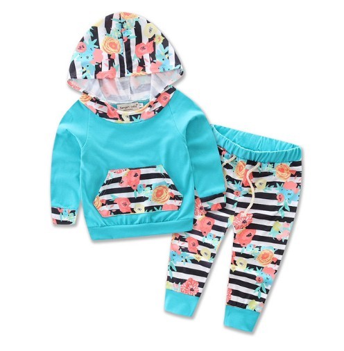 Girls' Hoodie and Trousers Set J620 blue 18-24 months