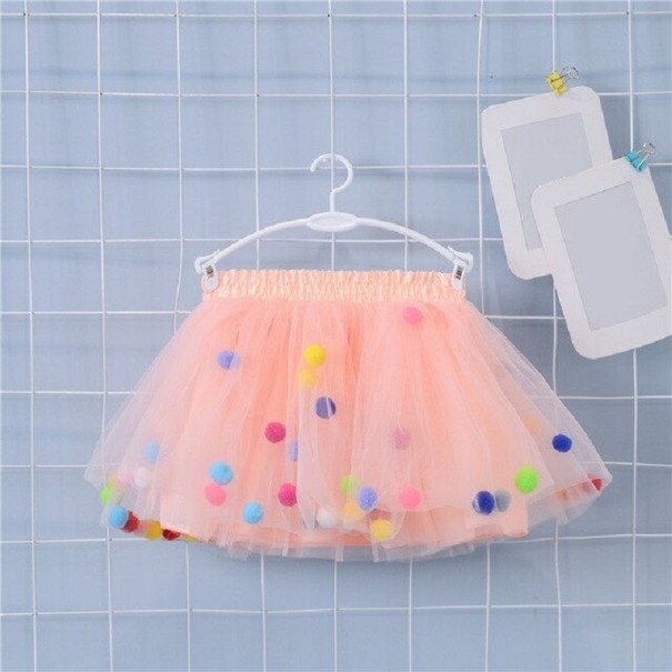 Girls' Skirt with Pom Poms L1001 apricot 7