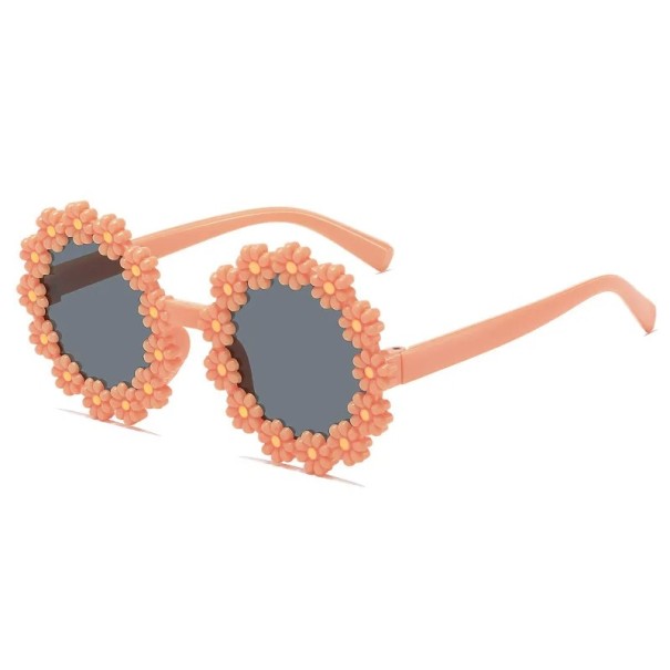 Girls' Sunglasses Decorative Flowers Stylish Children's Glasses UV Protection 125 x 57 mm Lightweight Frame Summer Fashion Glasses for Children orange