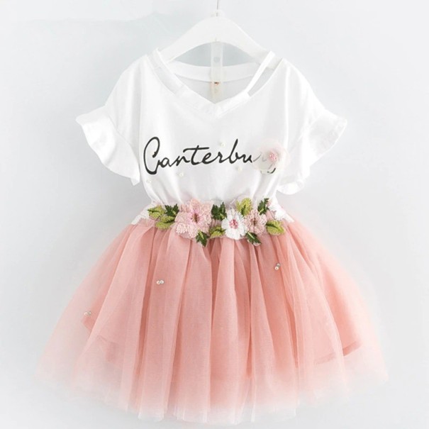 Girls' T-Shirt and Skirt L1278 pink 4