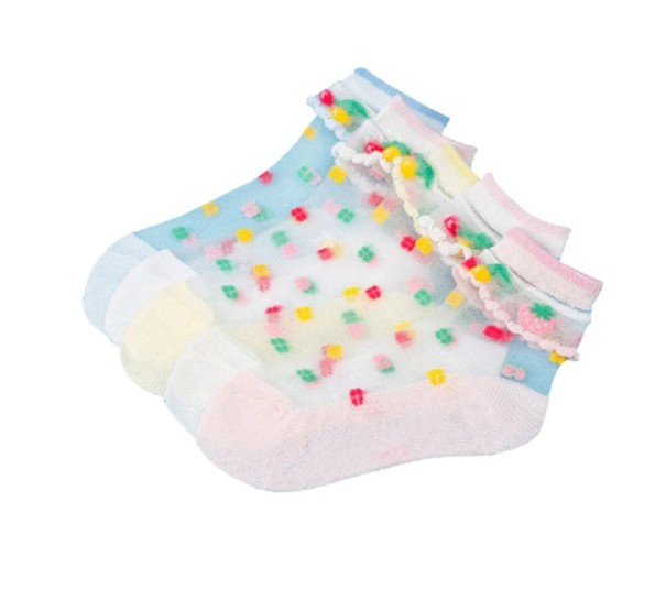 Girls' Transparent Socks with Fruit - 5 Pairs 6-8 years