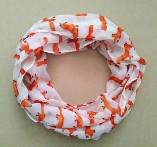 Girls' Winter Snood with Fox Print J3142 white