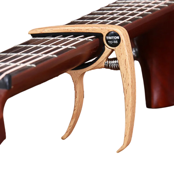 Gitarren-Capodaster aus Aluminiumlegierung, universelle Stimmklemme für Akustik- und E-Gitarrenhälse, neutrale Farben hellbraun