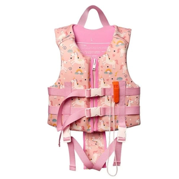 Giubbotto di salvataggio per ragazze rosa con unicorni giubbotto galleggiante con zip e spallacci regolabili con fascia inguinale e fischietto 6
