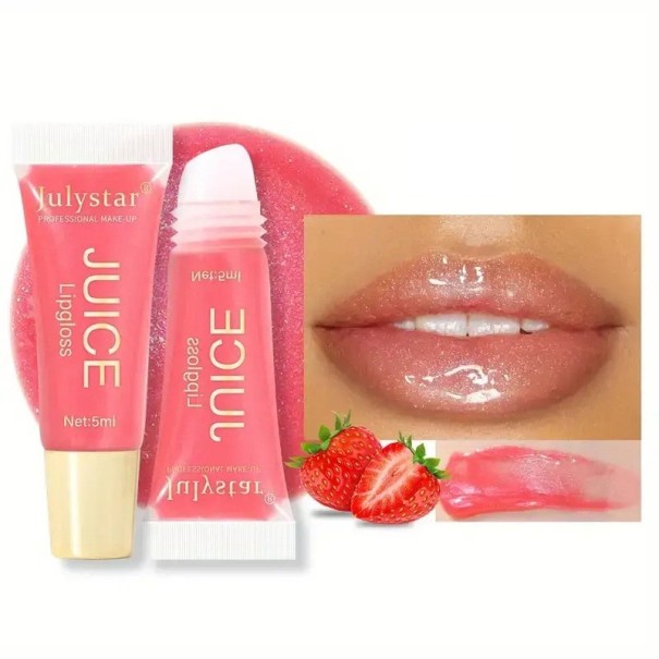 Glansfuld fugtgivende læbepomade med frugtduft 5 ml Nærende og beskyttende for læberne Mild glans Naturlig sammensætning Pleje til tørre og sprukne læber Strawberry