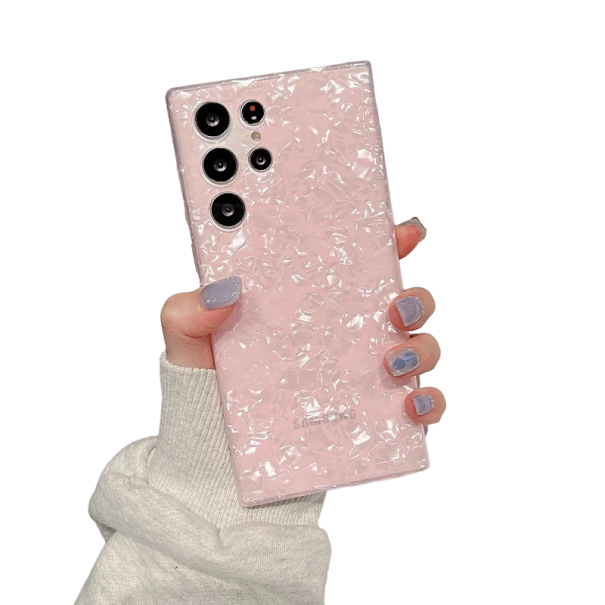 Glansigt transparent skal till Samsung A54 5G rosa