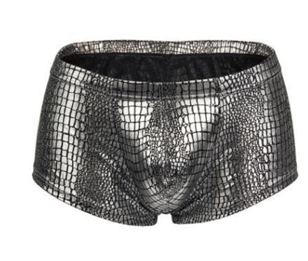 Glanzende badkleding voor heren zilver M