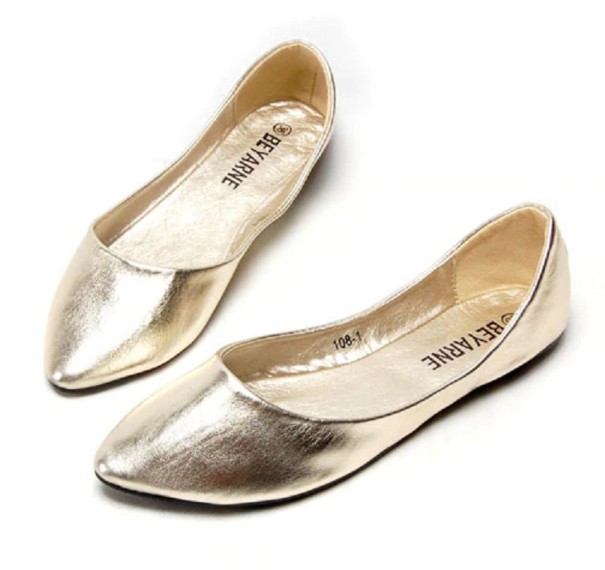 Glänzende Ballerina-Schuhe für Damen J1733 golden 35