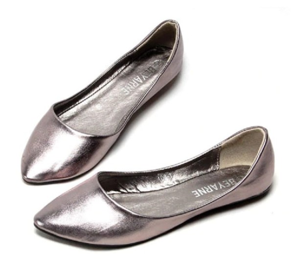 Glänzende Ballerina-Schuhe für Damen J1733 grau 35