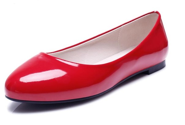 Glänzende Ballerina-Schuhe für Damen J2380 rot 34