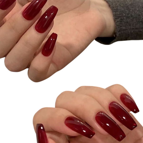 Glänzende Edition 24 Stück Akrylnägel Mittlere Coffin-Silhouette Künstliche Tipps für die Hände mit glatter Oberfläche 1