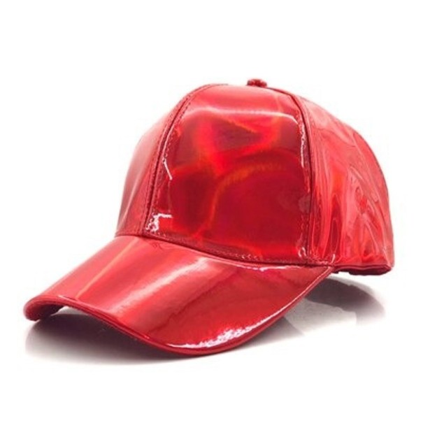 Glänzende Leder-Cap T166 rot