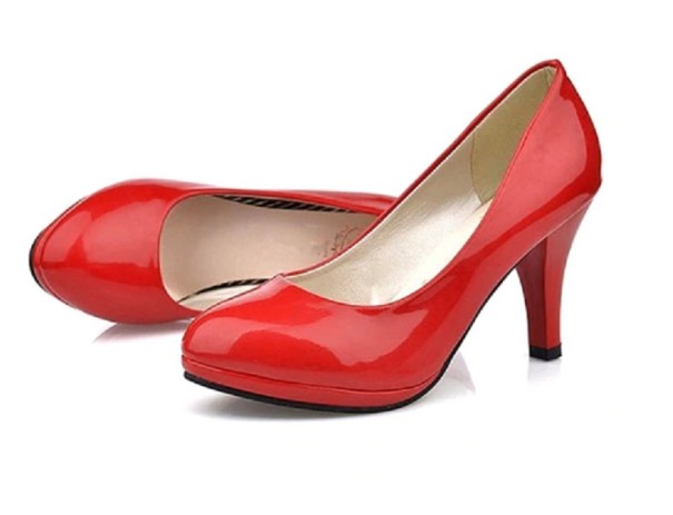 Glanzende pumps voor dames rood 41