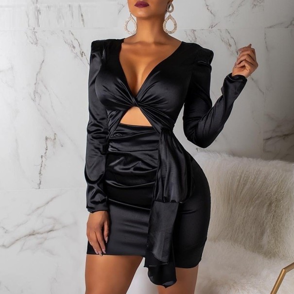 Glänzendes Minikleid für Damen schwarz M