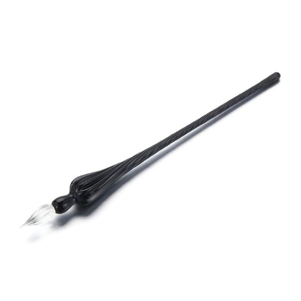 Glas Dip Pen Vintage Stil 17,8 cm Glas 0,7 mm Spitze für Kalligrafie, Unterschriften, Zeichnungen, Tintenstift schwarz