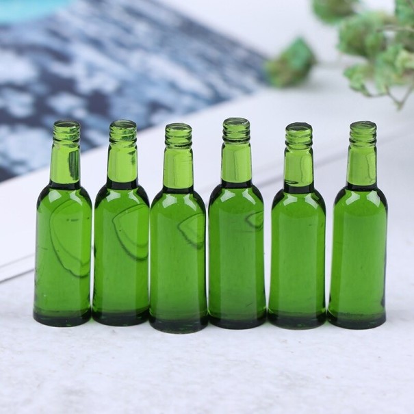 Glass Bottles for Doll 6 pcs green