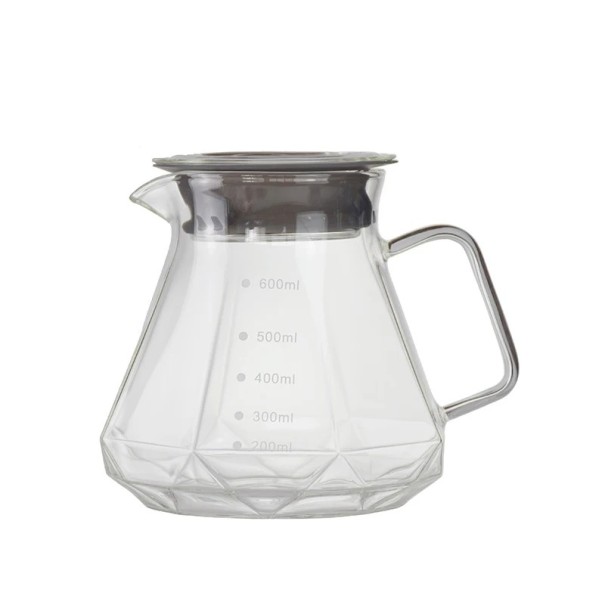 Glass Coffee and Tea Pot with Lid 600 ml Borosilicate Glass Transparent Carafe with Handle for Serving Beverages 1