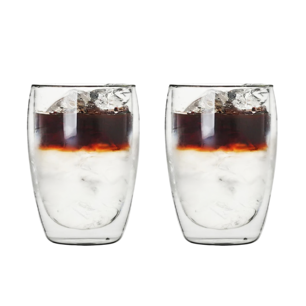 Glass Cup with Double Wall Without Handle 350 ml 2 pcs Transparent Thermal Glasses Heat Resistant Mugs for Coffee or Tea 8.5 x 12 cm 1