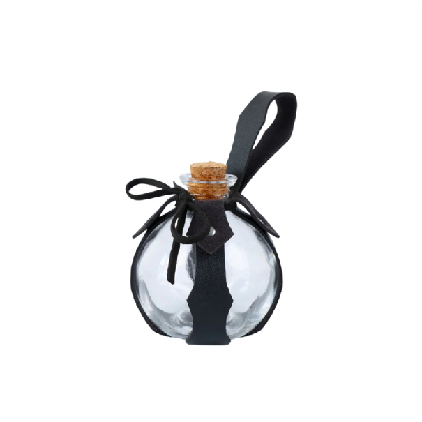 Glass Potion Bottle with Cork Stopper Leather Holder with Belt Loop One Size For Cosplay LARP and Halloween Costume black