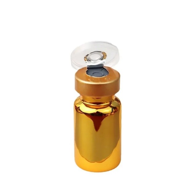 Glass Sterile Vial 5 ml Borosilicate Glass with Aluminium Cap 33 × 22 mm for Storing Liquids and Laboratory Use gold
