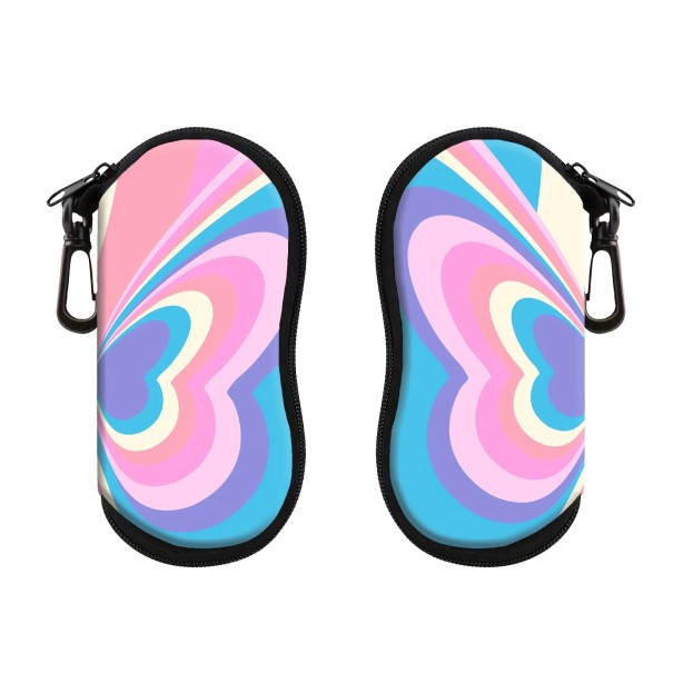 Glasses Case 17.9 x 8.5 cm Rainbow Butterfly Wing Design Zip Carabiner Protective Cover Travel Case 1