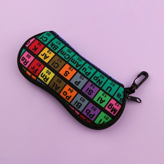 Glasses Case 17.9 x 8.5 cm With a Colourful Periodic Table of Elements Design Chemistry Table Zip Carabiner School Case 1