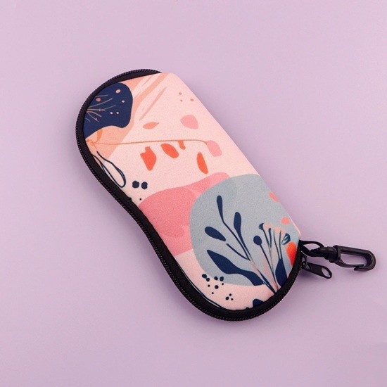 Glasses Case 17.9 x 8.5 cm with Abstract Natural Pattern Stylish Case with Carabiner Glasses Protection Zip Closure 1
