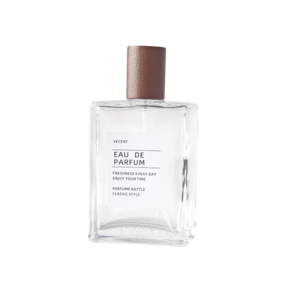 Glazen parfumfles vierkant ontwerp 100 ml glas met houten dop transparante fles voor parfum met pipet en trechter donkerbruin
