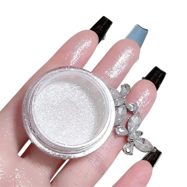 Glitrende highlighter hvid 4,7 x 4 cm Kompakt make-up highlighter med glimmer Lysnende ansigtshud Fin glans kosmetik 1