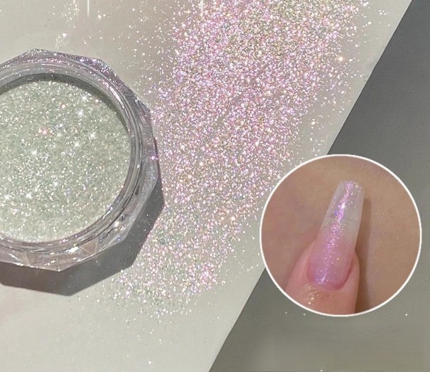 Glitrende neglepulver til manicure – Strålende effekt på gel- og akrylnagler rosa