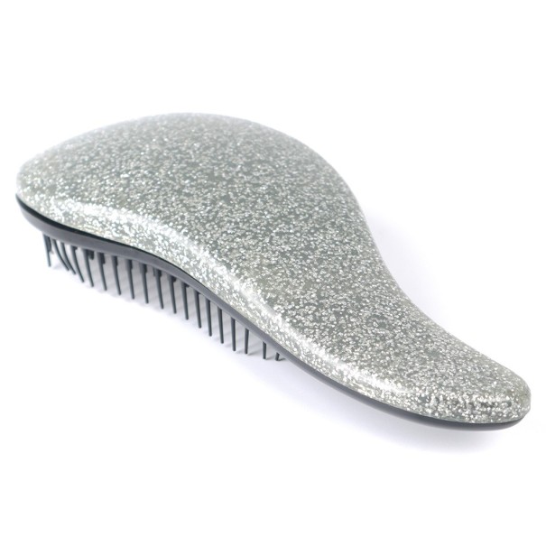 Glitter haarborstel zilver