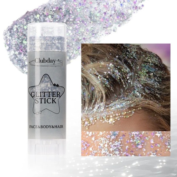 Glitter i stick 6,7 x 2 cm Glittrande stick för ansikte, kropp och hår Ljusreflekterande kosmetiska glitter Fint skimmer make-up grå