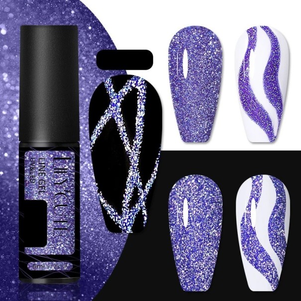 Glitter-kynsilakka ohuiden viivojen luomiseen Geelilakka glitterillä Pitkäkestoinen geelilakka terävällä ohuella siveltimellä 9