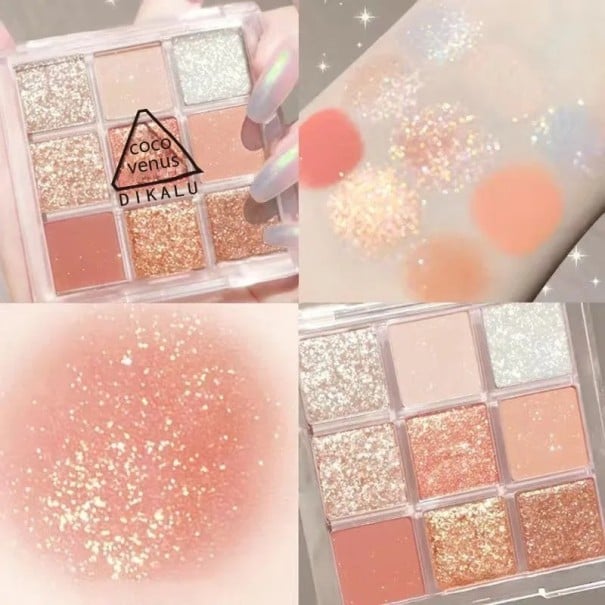 Glitter øjenskyggepalette 9 farver glitter øjenskygge skinnende øjenskygge ultrapigmenterede øjenskygger 2
