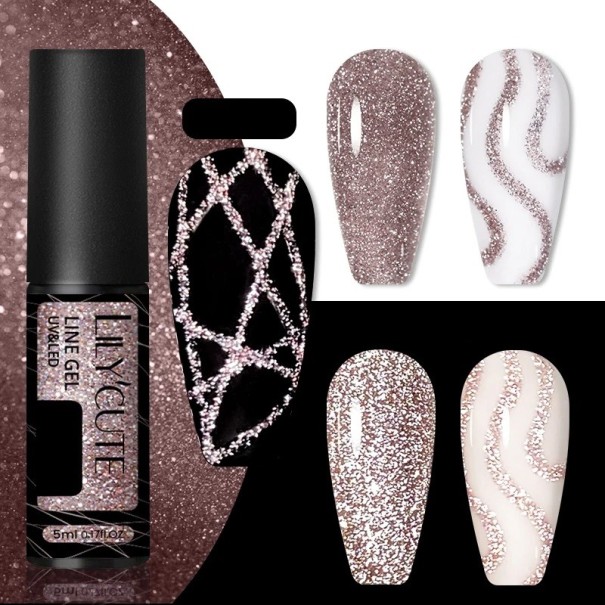 Glitternagellack för att skapa tunna linjer Gelnagellack med glitter Långvarigt gellack med en vass tunn borste 2