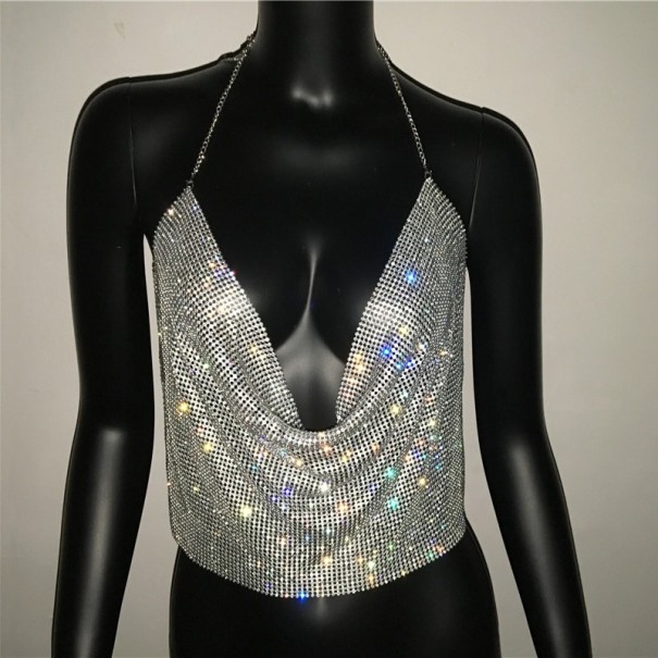 Glittertop voor dames zilver