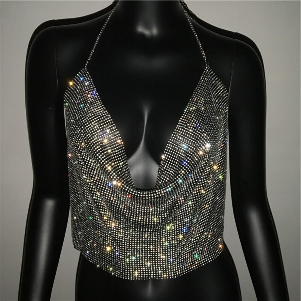 Glittertop voor dames zwart