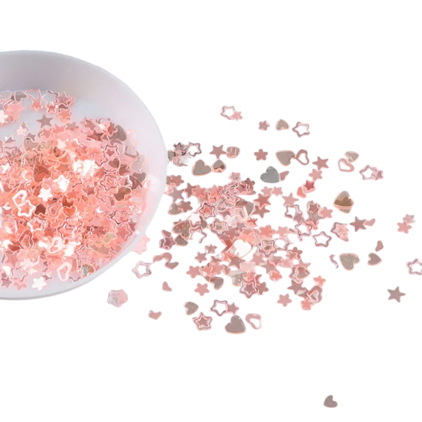 Glittrande hjärtan och stjärnor 10 g Glittrande nageldekorationer Dekorativa konfetti för skapande Hantverk DIY dekoration kosmetik ljusrosa