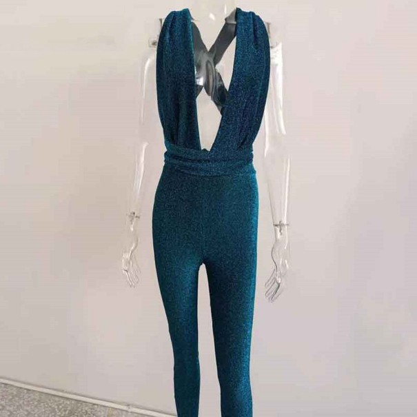 Glittrig jumpsuit för kvinnor grön M