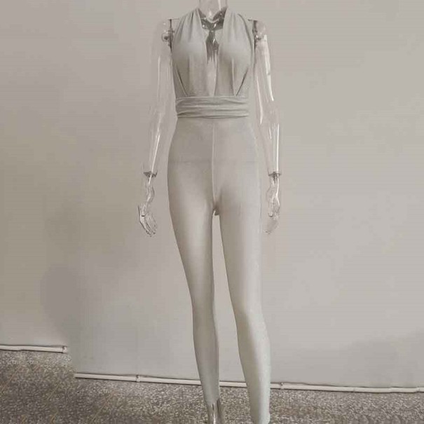 Glitzer-Jumpsuit für Damen weiß S